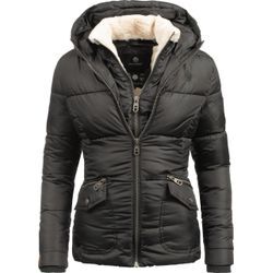 Winterjacke NAVAHOO "Megan" Gr. L (40), schwarz, Damen, Oberstoff: 100% Polyester, Futter: 100% Polyester, Wattierung: 100% Polyester, Ärmelfutter: 100% Polyester, Kunstpelz: 90% Polyacryl, 10% Polyester, clean, Jacken, stylische Damen Steppjacke mit Teddyfutter