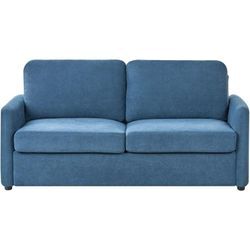 Schlafsofa mit Matratze Blau aus Stoff 3-Sitzer 3 Personen Schlafcouch Klappsofa Ausklappbar für Wohnzimmer Gästezimmer