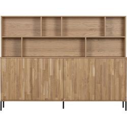 Buffet WOOOD "New Gravure", beige (natur), B:200cm H:150cm T:44cm, Holzwerkstoff, Schränke, mit viel Stauraum, Breite 200 cm