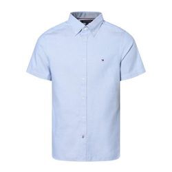 Tommy Hilfiger Hemd mit Leinen-Anteil Herren Regular Fit Baumwolle Button-Down strukturiert, hellblau