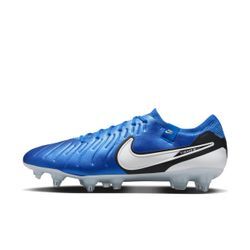 Nike Tiempo Legend 10 Elite Low-Top-Fußballschuh für weichen Rasen - Blau