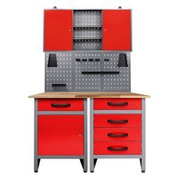 Werkstatt Set Entdecker 120 cm 1 Schrank rot