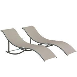 2er Set Sonnenliege Gartenliegen Stoffliege Relaxliege ergonomisch Aluminium Texteline Hellgrau 165