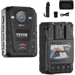 Vevor - 1440P hd Polizei-Körperkamera, 64 gb Bodycam mit Audio-Video-Aufnahmebild, eingebauter 3500 mAh-Akku, 2,0' lcd, Infrarot-Nachtsicht,