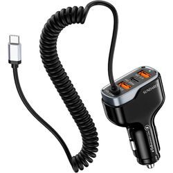 USB-C-Autoladegerät, 4 Anschlüsse, 50 W, 12 V, Typ C, PD und QC, Schnellladung, Zigarettenanzünder, USB-Autoladegeräte für Xiaomi Redmi Note 10