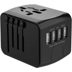 Reiseadapter, Universal-Stecker-Adapter, 4 USB-Anschlüsse und AC-Buchse, Frankreich-Stecker-Adapter auf USA, Vereinigtes Königreich, Deutschland,