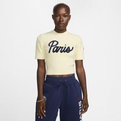 Paris Saint-Germain Sport Essentials Nike Kurzarm-Fußballoberteil aus Strick (Damen) - Braun