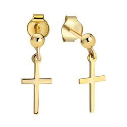 Paar Ohrstecker FIRETTI "Schmuck Geschenk Gold 375 Ohrschmuck Kreuz", gold (gelbgoldfarben), Ohrringe, Damen, Gelbgold 375