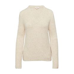 Strickpullover S.OLIVER, Damen, Gr. 34, beige melange, Strick, Obermaterial: 59% Baumwolle, 37% Polyacryl, 4% Wolle, meliert, casual, regular fit taillenbedeckt, V-Ausschnitt, Langarm gerader Abschluss, Pullover, in Melange Optik