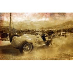 Fototapete PAPERMOON "VINTAGE OLDTIMER-AUTO AUTOS RETRO RENNWAGEN RACING CARS", bunt, B:4,50m L:2,80m, Vlies, Tapeten