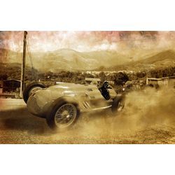 Fototapete PAPERMOON "VINTAGE OLDTIMER-AUTO AUTOS RETRO RENNWAGEN RACING CARS", bunt, B:5,00m L:2,80m, Vlies, Tapeten