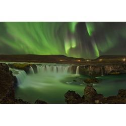 Fototapete PAPERMOON "Photo-Art JAN SMID MASTER, WASSERFALL DER GÖTTER NORDLICHT", bunt, B:4,50m L:2,80m, Vlies, Tapeten