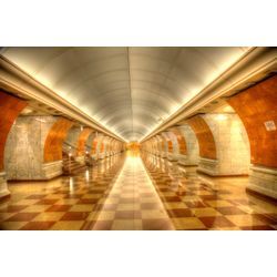 Fototapete PAPERMOON "ARCHITEKTUR-METRO STATION MOSKAU U BAHN TUNNEL PALÄSTE", bunt, B:4,50m L:2,80m, Vlies, Tapeten