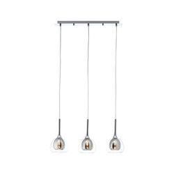 BRILLIANT Lampe Hadan Pendelleuchte 3flg rauch/transparent/chrome 3x D45, E14, 40W, geeignet für Tropfenlampen nicht enthalten In der Höhe einstellbar / Kabel kürzbar Für LED-Leuchtmittel geeign