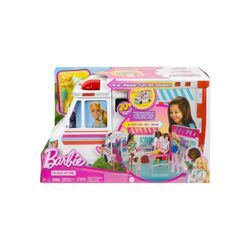 Mattel HKT79 - Barbie - You can be anything - 2 in 1 Krankenwagen und Klinik (ohne Puppe), Spielset mit Licht und Sound