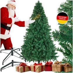 tectake® Weihnachtsbaum , künstlich in Grün, mit dichten Nadeln, formbar mit viel Volumen, pulverbeschichteter Metallständer mit Kunststoffkappen