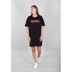 T-Shirt ALPHA INDUSTRIES "Alpha Industries Women - T-Shirts NASA Long T OS Women", Damen, Gr. L, schwarz, Obermaterial: 80% Baumwolle, 20% Polyester, Kurzarm, Shirts