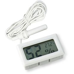 2-in-1-Digital-LCD-integriertes Thermometer-Hygrometer mit externem für Reptilien-Aquarium-Geflügel-Inkubator – Weiß