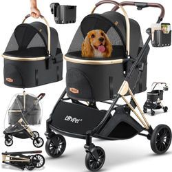 Lovpet - Hundewagen 3in1 Hundebuggy Hundebox Transporttasche 360° Große Räder Faltbar klappbar Haustiere Buggy mit Netzfenstern &