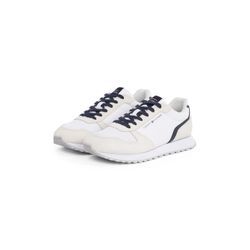 Sneaker TOMMY HILFIGER "NEW RUNNER EVA MIX FLAG", Herren, Gr. 42, weiß, Veloursleder, Textil, Lederimitat, sportlich, Schuhe, Freizeitschuh, Halbschuh, Schnürschuh mit gepolstertem Schaftrand