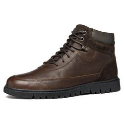 Schnürboots GEOX "U GHIACCIAIO A" Gr. 46, braun (coffee), Herren, Nubukleder, Veloursleder, Schuhe, Worker Boots, Schnürstiefel, Casual Boot mit durchgezogener Sohle