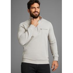 Sweatshirt BRUNO BANANI, Herren, Gr. XXXL (64/66), grau, Obermaterial: 60% Baumwolle, 40% Polyester, unifarben, casual, normal, Langarm angesetztes Bündchen, Sweatshirts, mit Troyer Kragen - NEUE KOLLEKTION