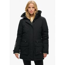 Steppjacke SUPERDRY "CITY PADDED PARKA JACKET" Gr. M, schwarz, Damen, Web, Obermaterial: 51% Elastomultiester, 49% Polyester, unifarben, Jacken