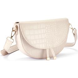 Umhängetasche VIVANCE, Damen, Gr. B/H/T: 24cm x 16cm x 6cm, beige, Lederimitat, geprägtes Muster, Snakeprint, animal-print, Taschen, in Kroko-Optik, Schultertasche, Minibag VEGAN