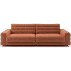 Big-Sofa 3C CANDY "Stripes Megasofa, tolle Verarbeitungsdetails, bequem und komfortabel", braun (rost), B:296cm H:83cm T:125cm, 100% Polyester, Sofas, Lose Rückenkissen, mit feiner Quersteppung