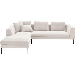 Ecksofa 3C CANDY "Marango Designsofa mit tollem Sitzkomfort, hoher Fuß, L-Form", weiß, B:301cm H:83cm T:201cm, 95% Polyester, 5% Nylon, Sofas, Lose Rücken- und Sitzkissen, Feincord