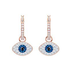 Paar Creolen SWAROVSKI "Symbolica Böser Blick magisches Auge, 5416155, 5692163", rosa (roségoldfarben, blau, kristallweiß, blau), Ohrringe, Damen, Metall, mit Swarovski Kristall, Einhänger abnehmbar