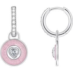 Paar Creolen THOMAS SABO "mit Einhänger rosa und Zirkoniabesatz, CR723-691-9", rosa (silberfarben, weiß, rosa, weiß), Ohrringe, Damen, Silber 925 (Sterlingsilber), mit Zirkonia (synth.) - Einhänger abnehmbar