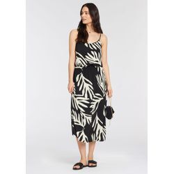 Sommerkleid LAURA SCOTT Gr. 34, N-Gr, beige (schwarz, creme), Damen, Single Jersey, Obermaterial: 95% Viskose, 5% Elasthan, Kleider, mit femininem Allover-Print - NEUE KOLLEKTION