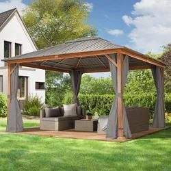 TOOLPORT Forest 4x4 m Hardtop Gartenpavillon, inkl. 4 Seitenteile, loft grey - (300187)