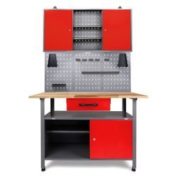 Werkstatt Set Klaus 120 cm 1 Schrank LED rot