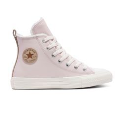 Sneaker CONVERSE "CHUCK TAYLOR ALL STAR LEATHER & SHERPA" Gr. 36, blush hush, egret, warm quarry, Leder, Schuhe