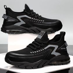 Herren-Sneaker mit Stahlkappe, leichte Sicherheits-Arbeitsschuhe, Industrie-Bau-Mode, verschleißfeste Turnschuhe -45