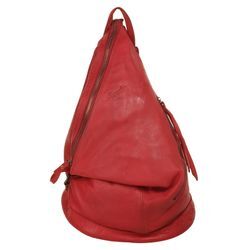 Cityrucksack SAMANTHA LOOK, Gr. B/H/T: 30cm x 25cm x 10cm, rot, Rindsleder, Leder, unifarben, modisch, Rucksäcke, echt Leder, Made in Italy