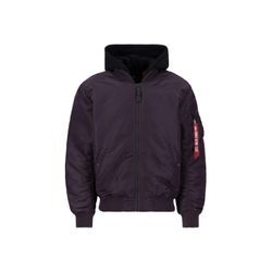 Bomberjacke ALPHA INDUSTRIES "Alpha Industries Men - Bomber Jackets MA-1 Zip Hood Back EMB", Herren, Gr. L, lila (plum), Obermaterial/Futter: 100% Nylon, Kapuze: 75%, 25% Polyester, Füllung: 100% Polyester, Jacken