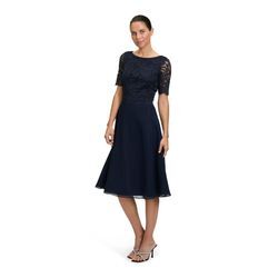 Cocktailkleid VERA MONT "Vera Mont Cocktailkleid mit Spitze" Gr. 36, Normalgrößen, blau (night sky), Damen, Chiffon, Spitze, Obermaterial: 100% Polyester. Futter: 100% Polyester., Kleider, Spitze