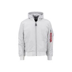 Bomberjacke ALPHA INDUSTRIES "Alpha Industries Men - Bomber Jackets MA-1 Zip Hood Back EMB" Gr. L, grau (pastel grau), Herren, Shell/Lining: 100% Nylon, Kapuze: 75%, 25% Polyester, Filling: 100% Polyester, Jacken