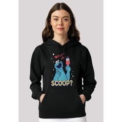 Kapuzenpullover F4NT4STIC "Sesamstraße Cookie Monster Scoop", Damen, Gr. L, schwarz, Obermaterial: 85% Baumwolle, 15% Polyester, casual, relaxed fit, Langarm, Pullover, Premium Qualität