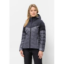 Daunenjacke JACK WOLFSKIN "TUNDRA DOWN HOODY W", Damen, Gr. S (36), grau (dolphin), 1. OBERSTOFF: 100% POLYAMID; 2. OBERSTOFF: 100% POLYAMID; FUTTER: 100% POLYESTER; FÜLLUNG: 90% ENTENDAUNEN, 10% FEDER;, Jacken