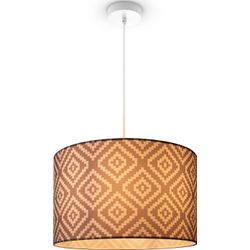 Pendelleuchte PACO HOME "Hugo Stella", weiß, Lampen, Ø 45,5cm H: 27cm, Pendelleuchte Wohnzimmer Lampenschirm Stoff Rund Retro Vintage Textil, H:27cm