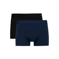 Boxershorts CALIDA "Boxershort New Boxer Cotton Code 2er Pack", Herren, Gr. L, schwarz, dunkelblau, Obermaterial: 95% Baumwolle CO. 5% Elasthan EL., Unterhosen