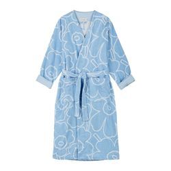 Marimekko - Piirto Unikko Bademantel M, off-white / light blue