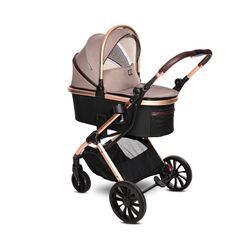 Lorelli Kinderwagen 2 in 1 Glory mit Adapter, Babywanne, umkehrbarer Sportsitz beige