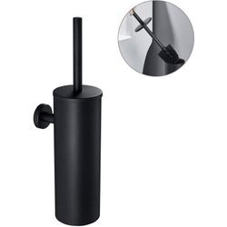 Auralum - Edelstahl WC-Bürste und Behälter Toilettenbürsten Toilettenbürstenhalter WC-Garnitur Klobürste mit Längere Griff, Schwarze Toilettenbürste