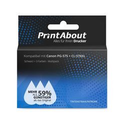 PrintAbout Druckerpatrone kompatibel mit Canon PG-575 + CL-576XL - Schwarz + 3 Farben - Hohe Kapazität - Multipack