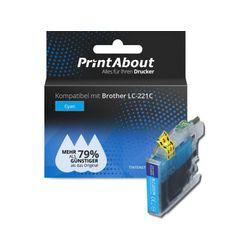 PrintAbout Druckerpatrone kompatibel mit Brother LC-221C - Cyan